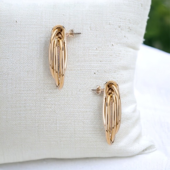 NEW 18K Gold Wrapped Triple Hoop Earrings by 8 Other Reasons - Picture 3 of 4